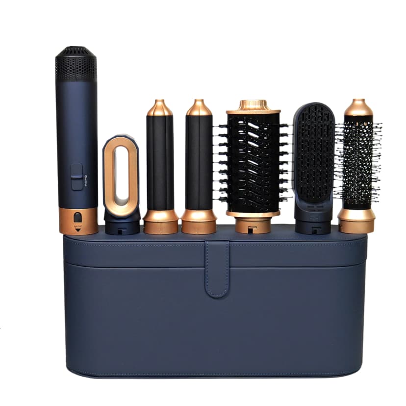 6 in 1 Multifunctional Hair Styling Tool - Blue Hot Air Brush & Curler