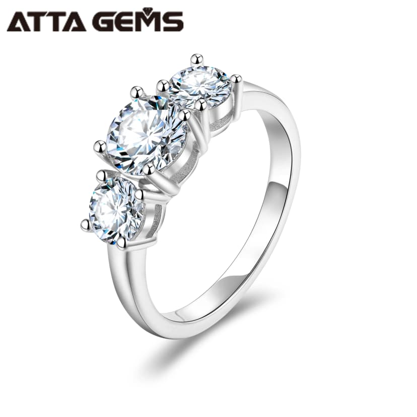 Attagems 2ct Round Cut Moissanite Diamond Ring – 925 Sterling Silver