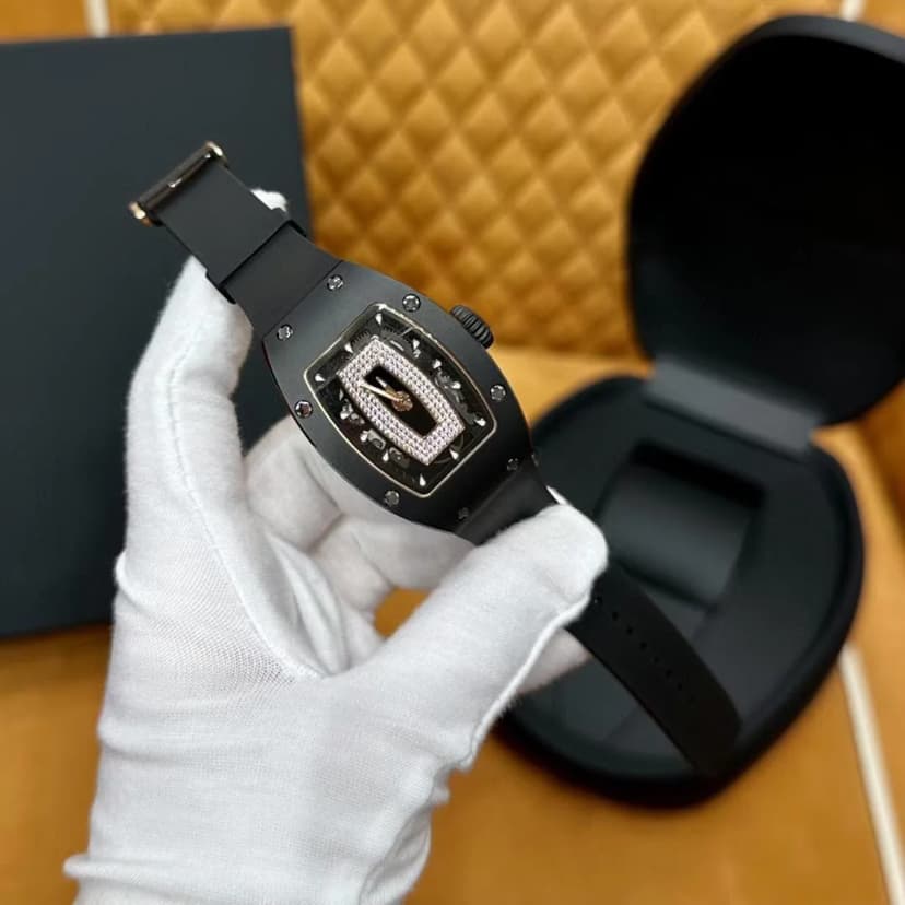 Reloj mecánico de lujo octogonal con diamantes para mujer