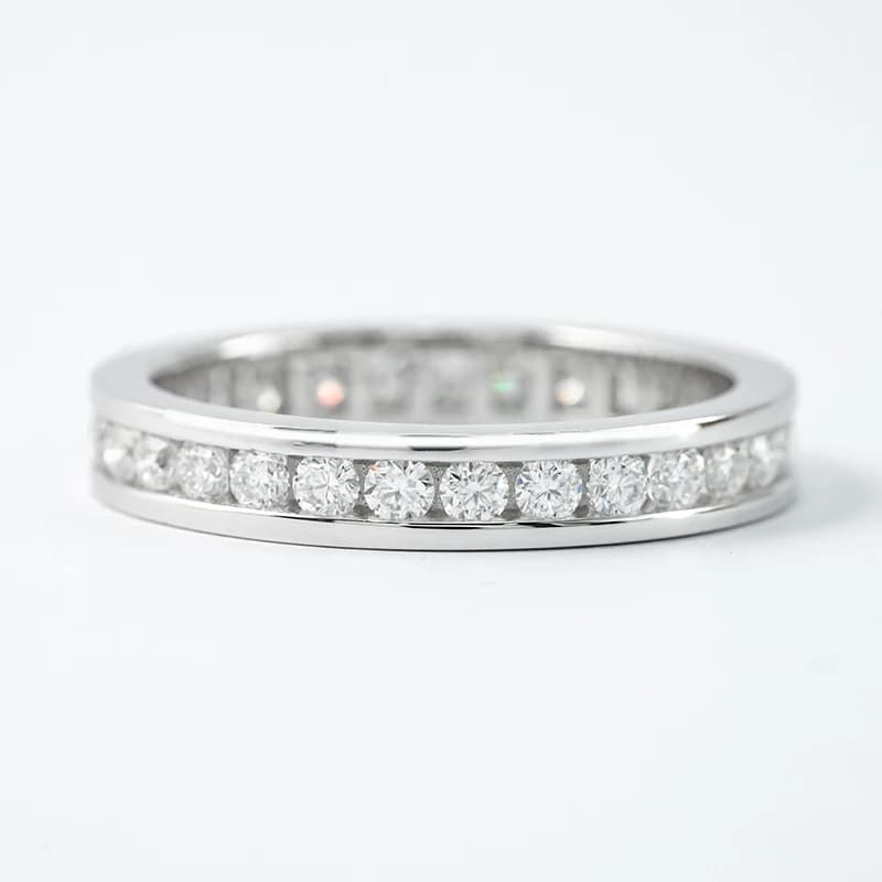 MSR670 Full Moissanite Ring - 925 Sterling Silver Eternity Band