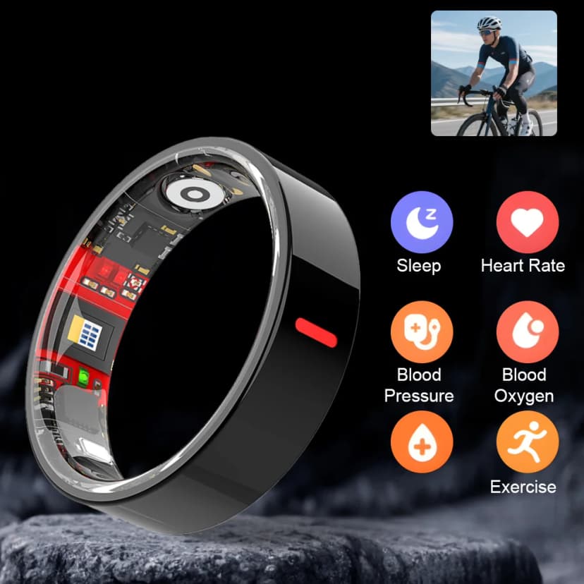 Anello Smart in Ceramica AMOLED - Monitoraggio Frequenza Cardiaca e Ossigeno nel Sangue, Impermeabile IP68