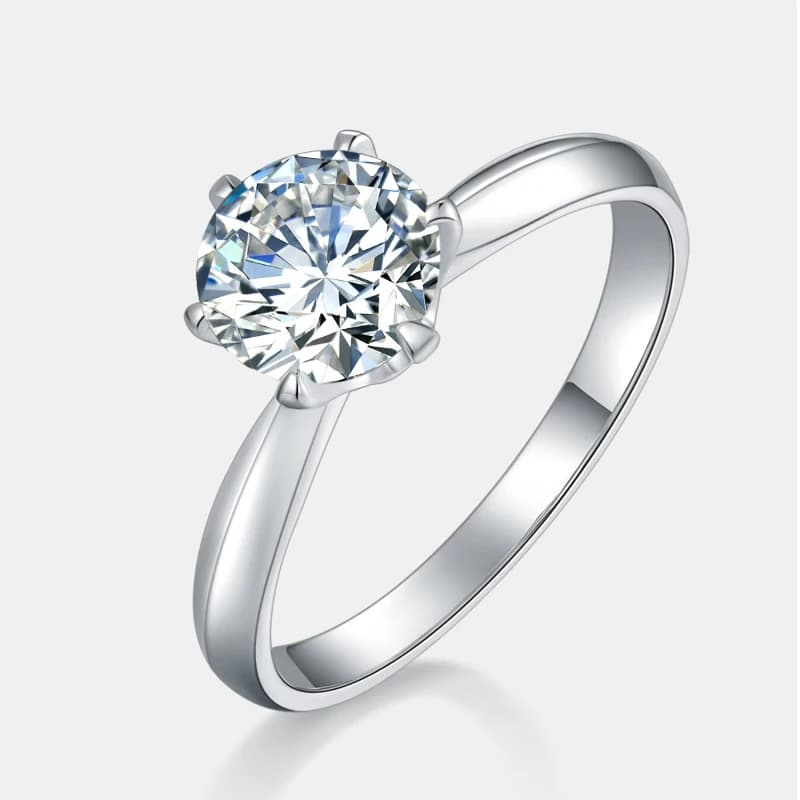 925 Sterling Silver Moissanite Ring – 1CT VVS, GRA Certified