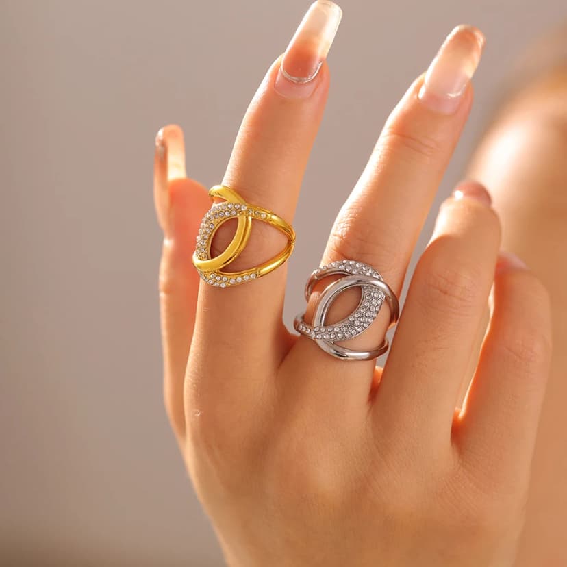 خاتم أزواج "دبل سي" من الزركون ومصنوع من الفولاذ المقاوم للصدأ ومضاد للماء – Fitbit A177Rings