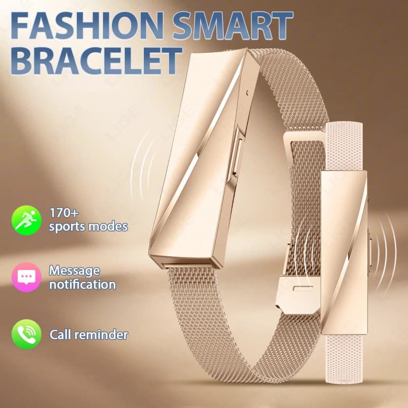 Pulsera inteligente LIGE BWDS01 en oro rosa - Rastreador de actividad física con recordatorio de llamadas