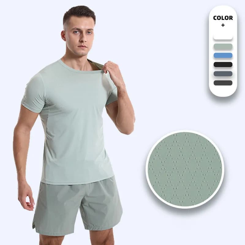 Herre-T-skjorte med spesiallogo, pustende design – sporty og elastisk