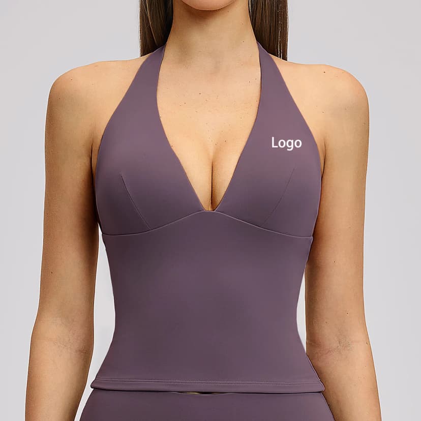 Sexy Yoga-Crop-Top mit tiefem V-Ausschnitt – leicht & schnelltrocknend