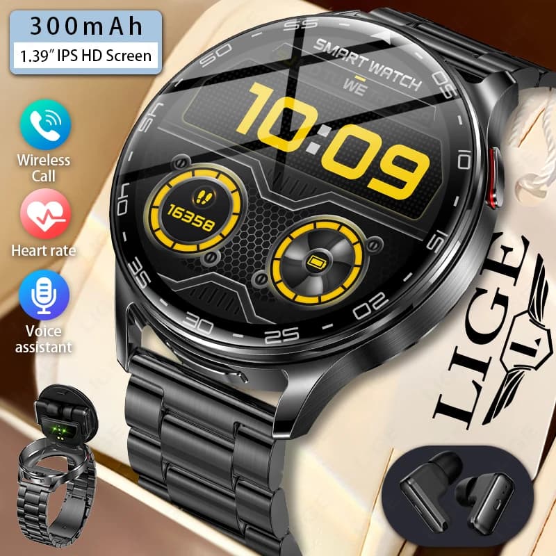 LIGE BWT97 Reloj Inteligente con Auriculares - Rastreador de Actividad Impermeable