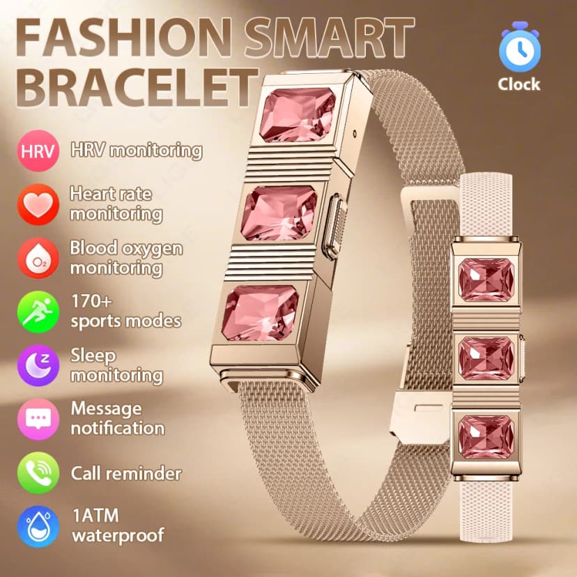 Pulsera inteligente LIGE BWDS02 - Rastreador de fitness con diamantes en oro rosa
