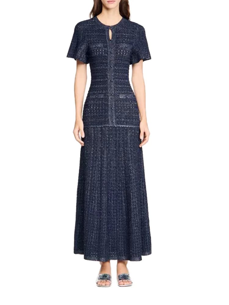 Elegant Afslappet Kjole til Kvinder - Kortærmet, Knaplukning, Polyester