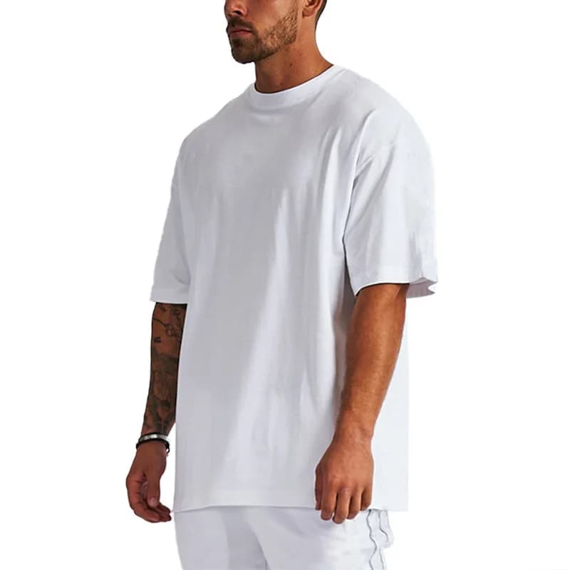 Oversize T-skjorte for herre - 100 % bomull, ledig passform, logo som kan tilpasses