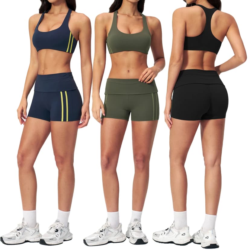 Set top e pantaloncini da palestra estivi - Abbigliamento sportivo traspirante da donna ⟦PH{1}⟧