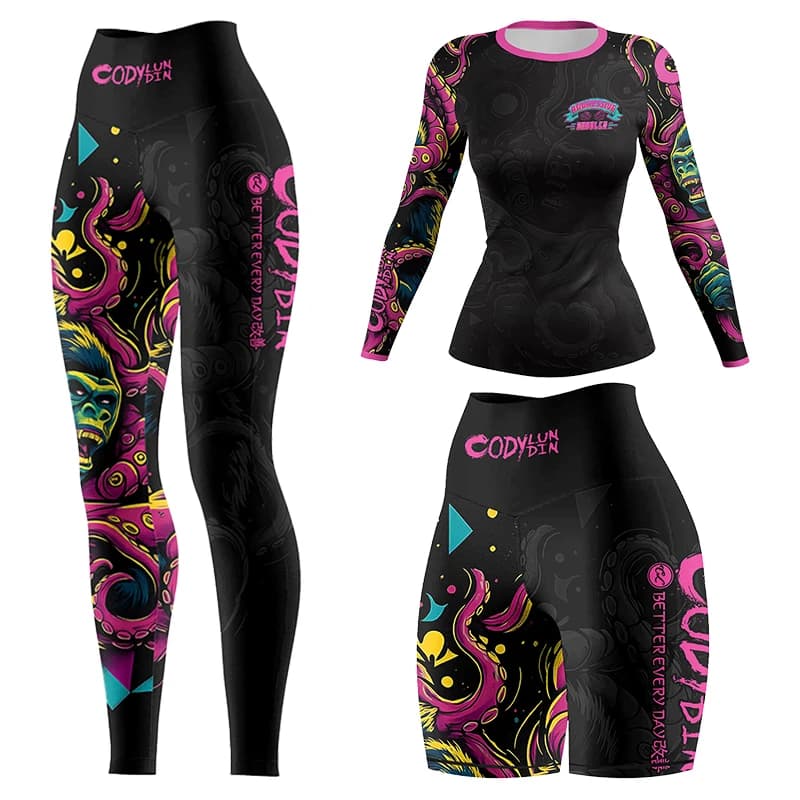 Conjunto de 4 piezas de leggings y shorts de talle alto para mujer Cody Lundin