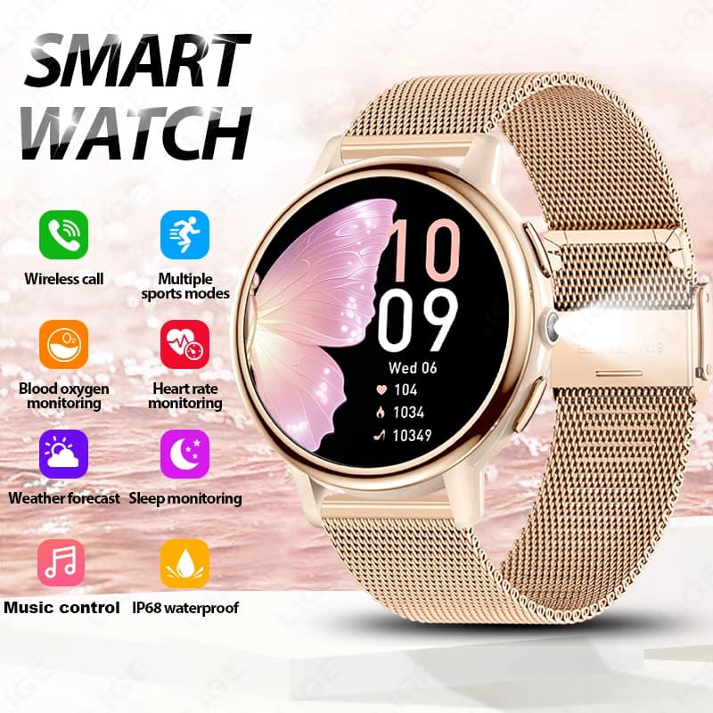Reloj inteligente LIGE BWAK88 - Rastreador de actividad física con llamadas inalámbricas y monitor de frecuencia cardíaca
