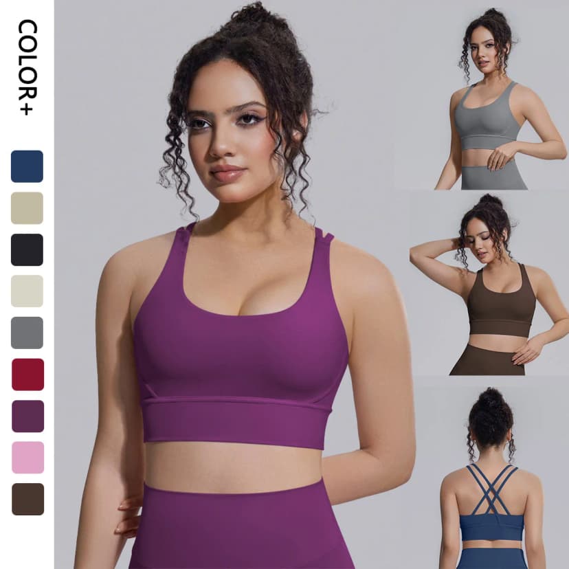 Sujetador deportivo ligero y a la moda para mujer - Soporte alto para gimnasio y yoga